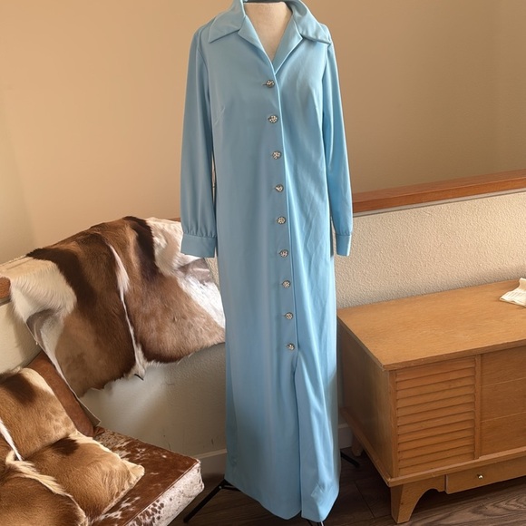 Vintage Union made size 14 maxi dress with super cool rhinestone buttons - Picture 5 of 14